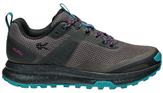 KURU Footwear ATOM Trail Women’s Sneaker in Jet Black-Dark Teal.