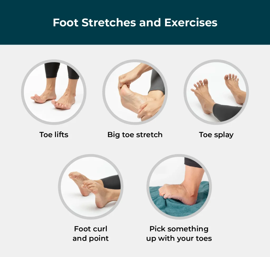 visual representation of foot stretches and exercises